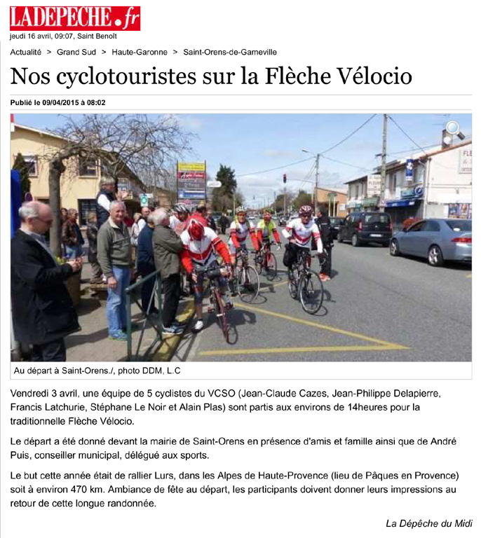 Départ Vélocio 2015